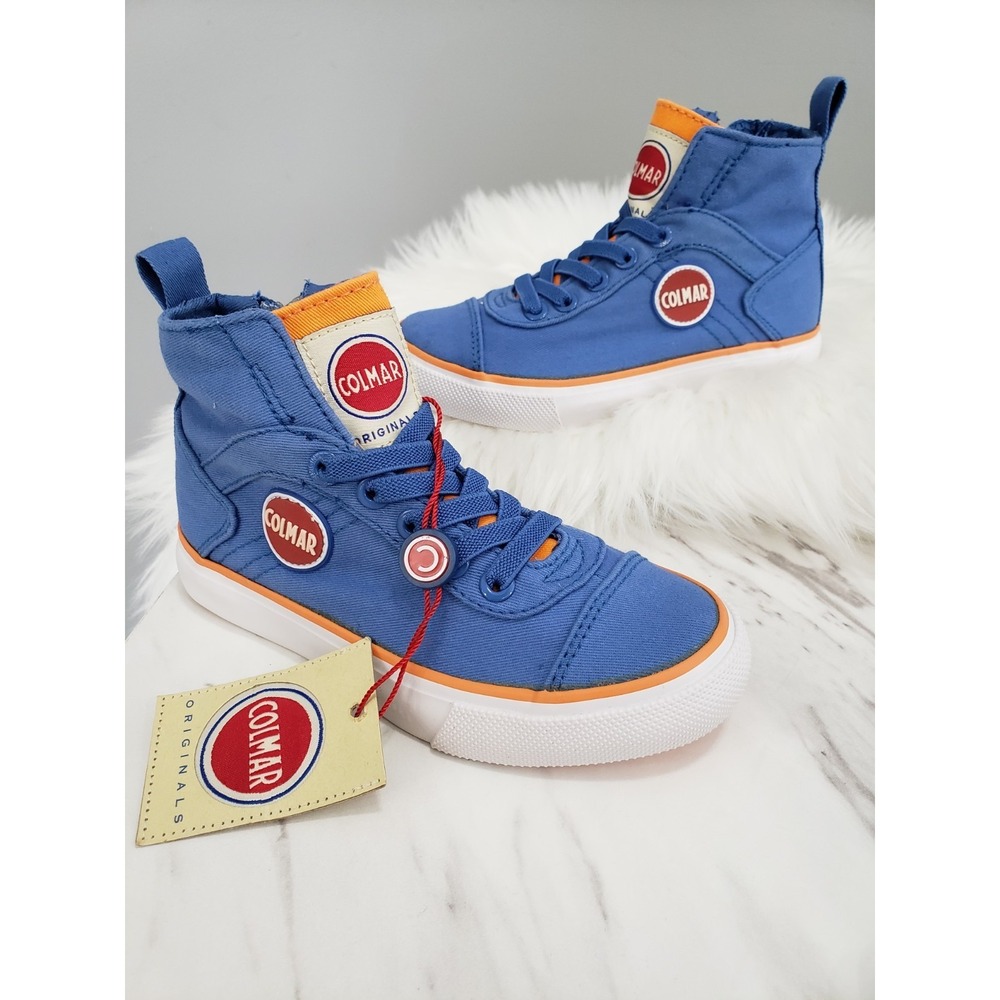 NEW NO BOX US SZ 9 /Eu 30 Colmar Kids High Top Sneakers Blue Canvas Boys Girls